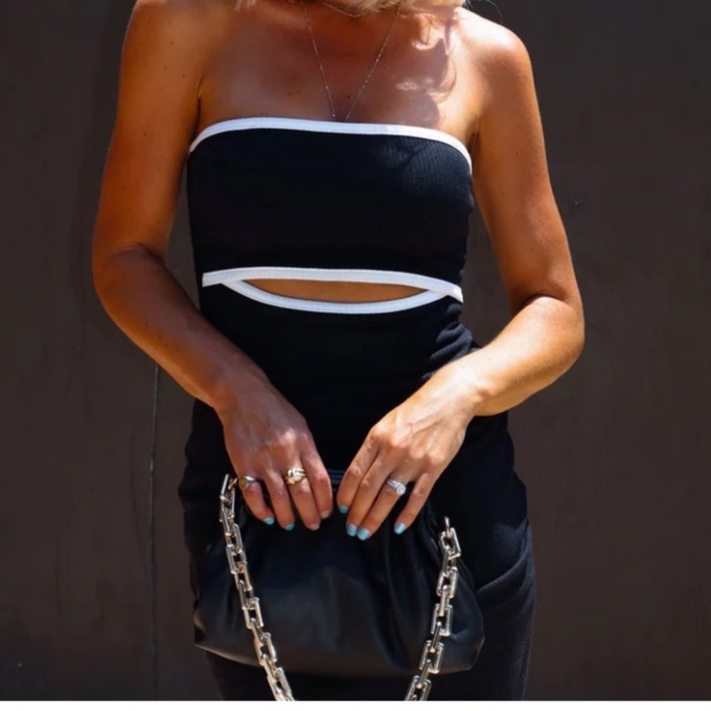 Tyche Black & White Strapless Dress – Purchased from Vici – Size Large